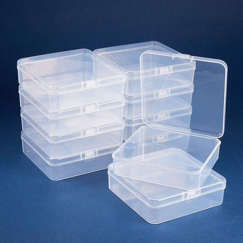 BENECREAT 10 Pack 3.74x3.74x1.18" Square Clear Plastic Bead Storage Containers Box Case with lid for Crafts, Beads, Coins, Jewelry and Watch Findi...