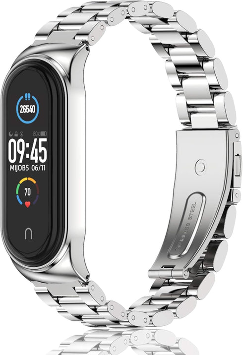 MIJOBS Strap for Xiaomi Mi Band 6 Mi Band 5, Metal Strap Compatible with Mi Band 4 Mi Band 3 Replacement Wristband Stainless Steel Watch Band for ...