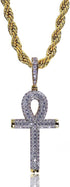TOPGRILLZ Cross Necklace for Women Ankh Gold Cross Necklace for Men Rope Cuban Link Chain Pendant Necklace Iced out 14K Gold Plated Diamond Ankh P...
