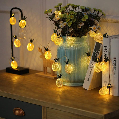 Merdeco Pineapple String Lights, 10ft 20 LED Plug in String Lights Warm White Fairy Lights for Birthday Party Wedding Home Indoor Outdoor Decorati...