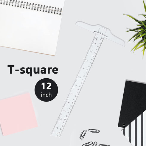 Junior T-Square Plastic Transparent T-Ruler 30cm/ 12 Inch for Drafting & Art Framing 1pc...