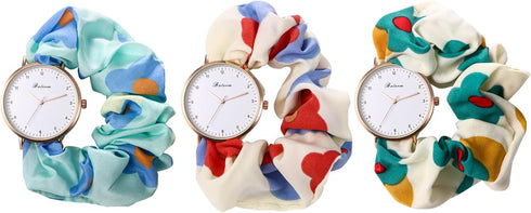 Avaner Women's Floral Wrist Watches: Scrunchies Band Elastic Printed Strap Stretch Watches for Women Ladies...