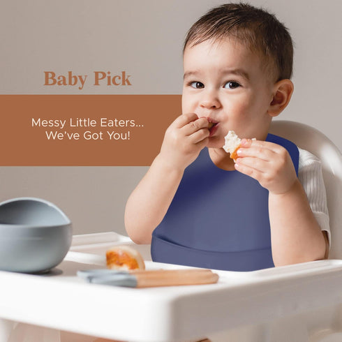 Silicone Bibs For Babies- BPA-Free Waterproof Bib With Pocket- Dishwasher Safe Feeding Bib With Food Catcher...