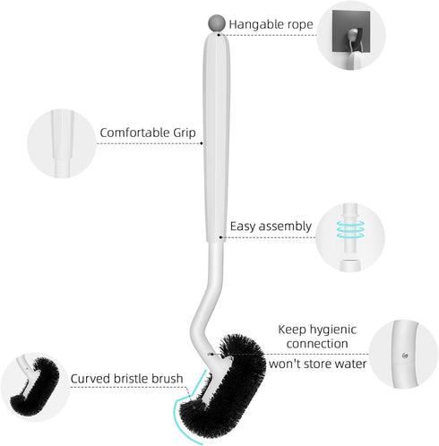 Toilet Bowl Brush without Holder: 360° Deep Cleaning Bathroom Toilet Cleaner Scrubber Under Rim Dead Corner Clean - Modern Rv Toilet Decorative Ac...