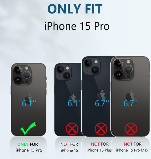FNTCASE for iPhone 15 Pro Case: Military Grade Drop & Shock Protection Cell Phone Cover with Kickstand & Slide | Rugged Protective Bumper Textured...