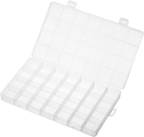 PATIKIL 28 Grids Jewelry Organizer Box, 3 Pack 21mm Clear Plastic Jewelry Boxes Storage Container for Beads Crafts DIY Earrings Pendants Rings, St...