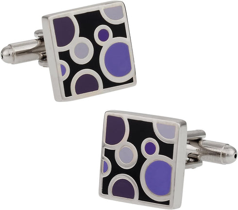 Black Purple Bubble Cufflinks Square Cuff Links with Travel Presentation Gift Box for Men Man Men's...