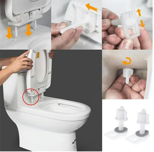 2Pcs White Plastic Toilet Seat Screws and Nuts with Washers,Hinge Bolts Screws Hinges Replacement Parts for Mounting Toilet Seats Toilet Lid Toile...