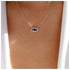 Bohemian Sapphire Evil Eye Pendant Necklace Silver Crystal Eye Necklace Chain Blue Cz Devil Eye Choker Necklace Paved rhinestone Demon Eye Necklac...