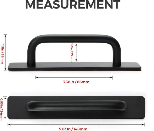 Ravinte Adhesive Cabinet Handles Self Stick Drawer Pulls Stick on Handle Black Cabinet Pulls No Drilling Push Pull Helper for Kitchen Cabinet Wind...