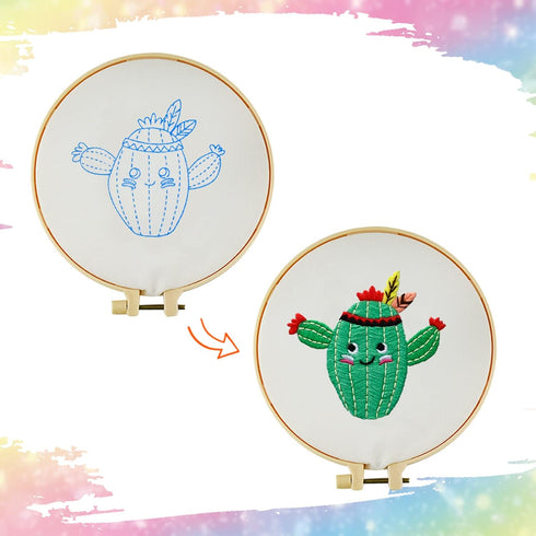 Locisne 4 Set Embroidery Stitching Kits, 6 Inch Animal Embroidery Pattern Beginner Embroidery Kit, Embroidery Materials All Contain, Craft Sewing ...