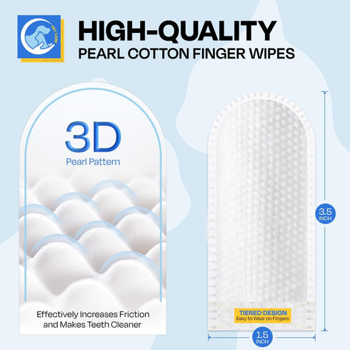 Dental Care Wipes for Dog- Teeth Cleaning Finger Wipes for Plaque and Tartar Removal, Safe & Gentle Disposable Toothbrush Wipes for Fresh Breath &...