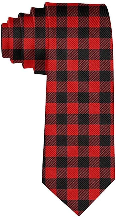 Men's Fashion tie Red Black Check Plaid Pattern Necktie One Size Neck Tie...