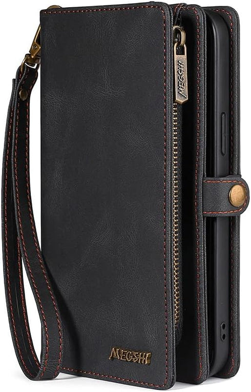 Asuwish Phone Case for Samsung Galaxy S23 5G Zipper Wallet Detachable Cover with Tempered Glass Screen Protector and Leather Flip Card Holder Cell...