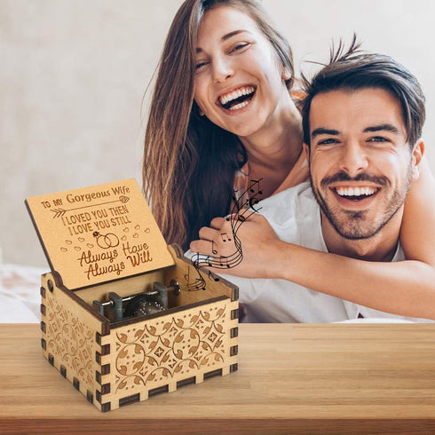 Music Box Hand Crank Engraved Musical Box-You are My Sunshine Antique Vintage Gift for husband To gorgeous wife on birthday anniversary Christmas ...
