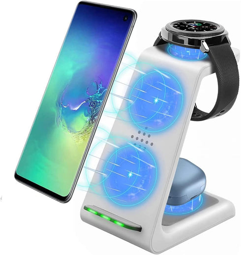 YOCUNKER Wireless Charger for Samsung,3 in 1 Charging Station Dock for Galaxy Watch 5/4/3/2/Active 2/1/Gear S3, S22 Ultra/S21/S20/S10/Note 20/Z Fl...