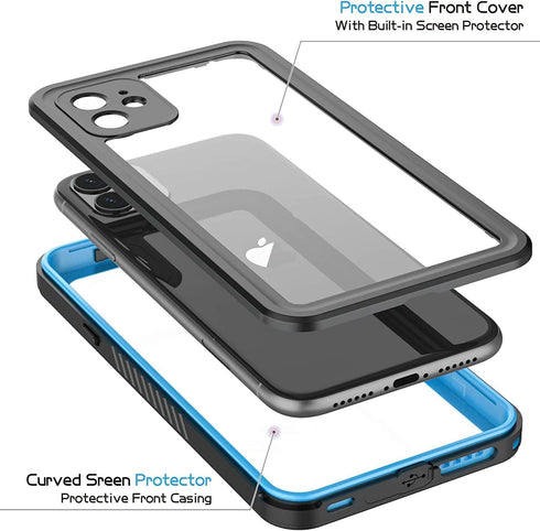 Compatible with iPhone 11 Waterproof Case, Built-in Screen Protector Full-Body Rugged Bumper Sealed Cover Shockproof Dustproof Waterproof Case for...
