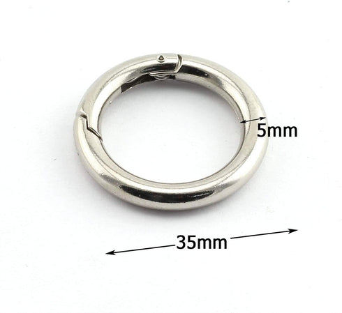 6pcs 35mm Round Spring Snap Hooks Clip DIY Accessories for Handbag Purse Shoulder Strap Key Chains Buckle Zinc Alloy Circle Round Metal Spring Key...