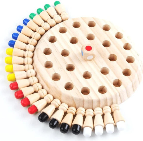Wooden Memory Chess Game, Wooden Memory Match Stick Chess Board Game, Wooden Memory Chess Educational Board Games Multi Player Family Games for Ki...