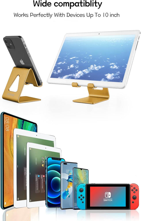 Desk Cell Phone Stand Phone Holder - Aluminum Phone Cradle Dock for iPhone 14 13 12 pro 11 X Xs max 8 7 6 6s Plus SE 5 5s SE Samsung, All Smart Ph...