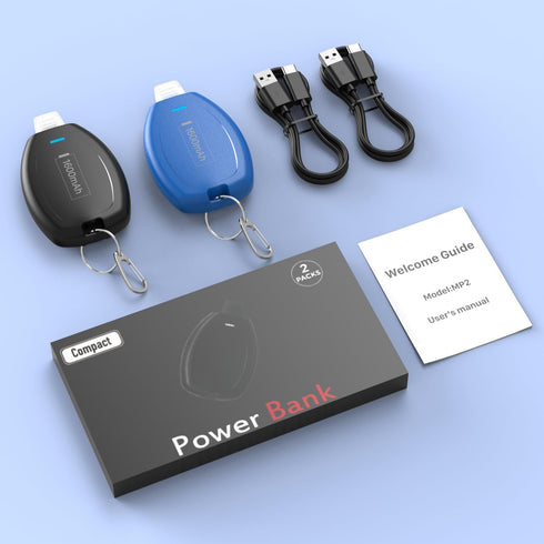 (2-Pack) Keychain Portable Charger for iPhone, Airpods, 1600mAh Power Emergency Pod, Mini Keychain Phone Charger for iPhone 14/14 Plus/14 Pro Max/...