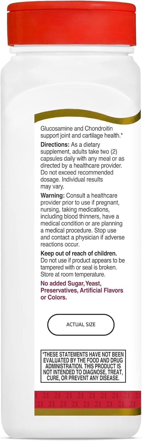 21st Century Glucosamine 250 mg and Chondroitin 200 mg Capsules, 120 Count...