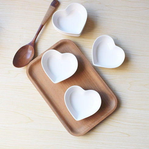 BigNoseDeer Super Cute heart shape Ceramic Sauce Dish,Mini Side Seasoning Dish,Condiment Dishes/Sushi Soy Dipping Bowl,Snack Serving Dishes,Love P...