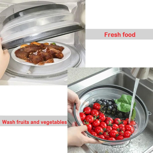 Microwave Lid,Foldable Microwave oven Cover for Food, Safe and Free of BPA Plastic and Silicone, Multi-purpose Kitchen Tool splash cover. Can be w...