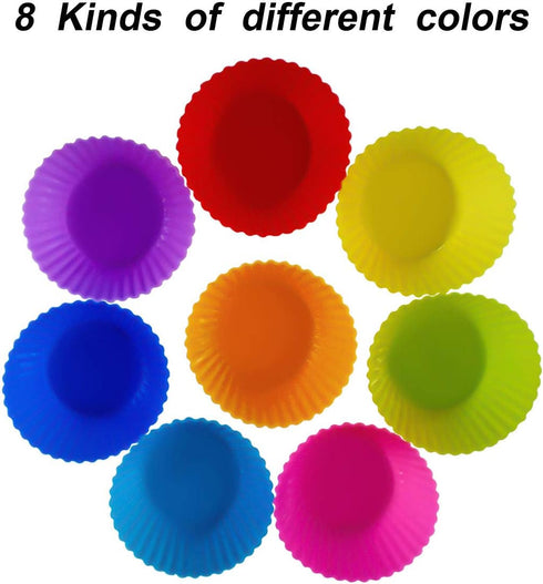 24 Pack Silicone Baking Cups Reusable Muffin Liners Non-Stick Cup Cake Molds Set Cupcake Silicone Liner Standard Size Silicone Cupcake Holder Reus...