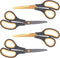 CCR Scissors 8 Inch Soft Comfort-Grip Handles Sharp Titanium Coating Blades, 4-Pack...