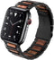 Wolait Compatible with Apple Watch Band ultra 2 49mm 46mm 45mm 44mm 42mm, Natural Wood Red Sandalwood with Stainless Steel Metal Link band for iWa...