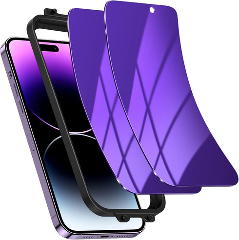 for (2 Pack) Privacy Screen Protector for iPhone 14 Pro Max Purple Soft PET Screen Protector, Anti Spy/Anti Blue Light/Never Shatter/No Bubbles/Se...
