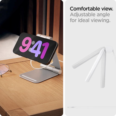 Spigen Mag Fit S Designed for MagSafe Charger Stand Aluminum Adjustable Phone Stand Compatible with iPhone 15/14/13/12 Series, AirPod Pro, AirPod ...