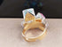 Boho Square Crystal Statement Ring for Women Girls Gold Plated Adjustable Expandable Promise Engagement Geometric Rings Comfort Fit Elegant Art De...