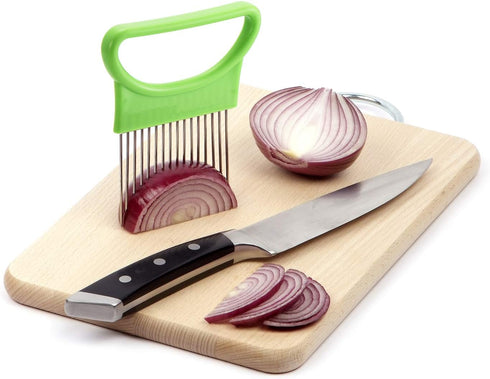 4 Pieces Onion Holder Slicer Stainless Steel Vegetable Tomato Holder Slicer Cutter for Kitchen Worker Safety Cooking Tools, 4 Colors...