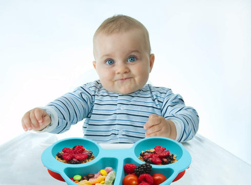 Toddler Plates, Portable Baby Plates for Toddlers, BPA-Free Strong Suction Plates for Toddlers, Dishwasher and Microwave Safe Silicone Placemat 10...