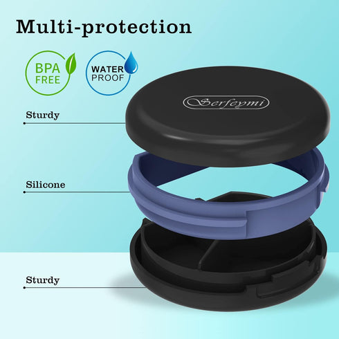 Serfeymi 3 Compartment Waterproof Cute Small Pill Box for Purse & Pocket, Travel Portable and Multifunctional Pill Case Holder for Vitamins, Fish ...