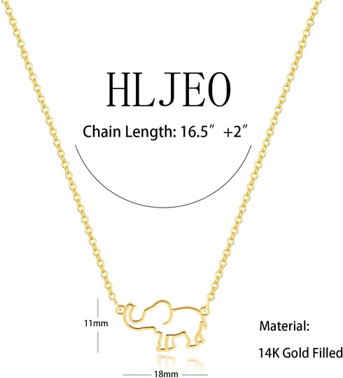 Dainty Necklace for Women, 14K Gold Plated Elephant Bee Cat Dog Bear Necklace Cute Necklaces Simple Gold Necklace...