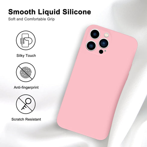 Case for iPhone 15 Pro Max Pink, Soft Liquid Silicone Case Compatible with iPhone 15promax, Gel Rubber Full-Body Protective Phone Case 6.7 inch, C...