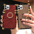 A13 for Samsung Galaxy A13 5G Bling Case,Luxury Bling Glitter Sparkle Cute Gold Square Corner Soft Trunk Cover with Finger Ring Grip Kickstand Pho...
