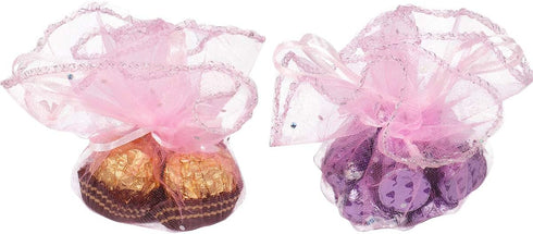50Pcs 9.8 Inch Round Organza Bags Drawstring, Sheer Tulle Circles Jewelry Candy Pouch Baby Shower Wedding Party Favor Gift Bags (Pink)...