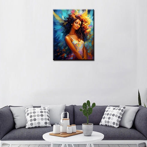 Tucocoo African American Woman Paint by Numbers Kits 16x20 inch Canvas DIY Oil Painting for Adults with Brushes and Acrylic Pigment - Afro Black G...