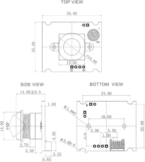 3MP USB Camera Module, 110° Angle of View Mini Web Cam, USB2.0 Webcam Board Module Clearer Industrial Image with OV3660 Sensor for Android, Suppor...