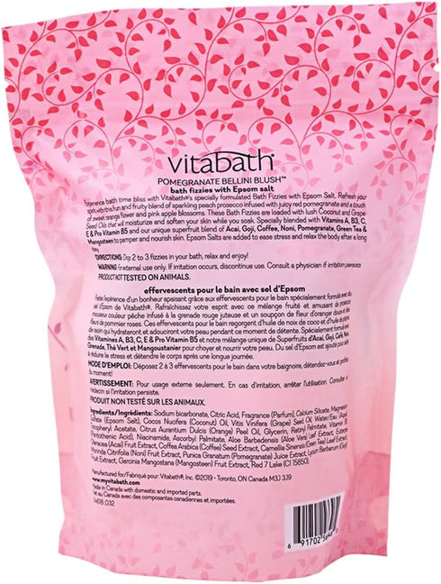 Vitabath Pomegranate Bellini Blush Bath Fizzies with Epsom Salt Relax Nourish Unwind Body & Mind Calming Aromatherapy for Muscle Soreness & Revivi...