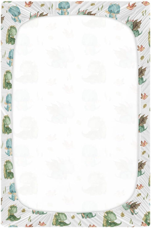 Burbuja Fitted Crib Sheet for Girls and Boys, Cute Dragon Soft Breathable Crib Sheet for Standard Crib and Toddler Bed Mattresses, 27 x 39 in...