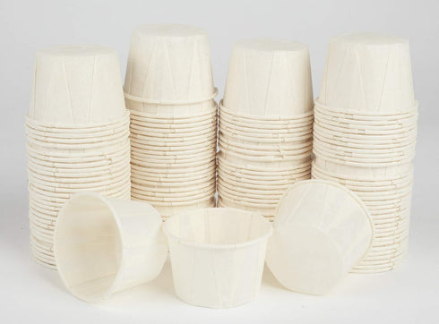 Golden Apple, 2oz-250ct White Treated Paper Souffle Portion Cups for Measuring, Medicine, Samples, Jello Shots,Harvest Paper. Compostable Souffle,...