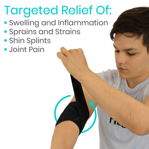 Vive Elastic Knee Wrap - Ankle, Foot, Calf & Wrist Support Wraps for Pain Relief - Compression Bandage for Legs - For Edema, Weightlifting, Sports...