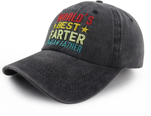 World's Best Farter I Mean Father Hats for Men Papa, Funny Adjustable Washed Cotton Embroidered Dad Baseball Cap...
