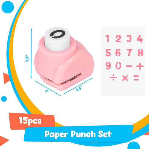 LOVEINUSA 15PCS Arithmetic Paper Punch Set, Paper Craft Punches Pink Hole Puncher with Mathematical Symbol for Preschool Education Math Class...