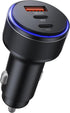 USB-C Car Charger, 3-Port 90W Fast Car Charger, Dual USB-C & USB-A Car Power Adapter, PD3.0 & QC3.0 Fast Charging for iPhone 15/14/13 Pro Max, iPa...